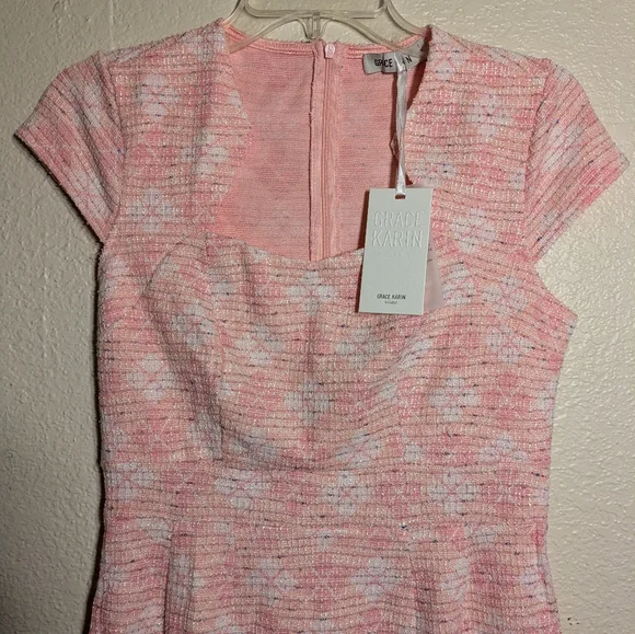 Grace Karin Elegant Pink Cap Sleeve Dress Size Small - Picture 4 of 11